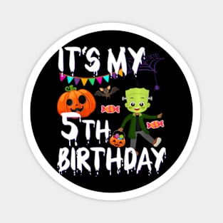 Kids 5Th Birthday Monster Pumpkin Halloween Costume Magnet